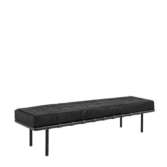 Hovedbilde Artwood benk PRINCETOWN i sort skinn - 168 cm lang