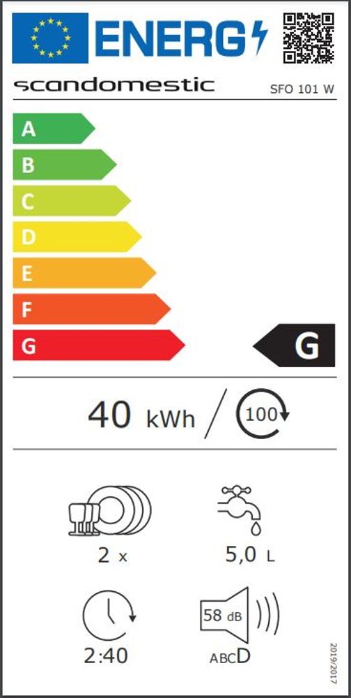 Scandomestic benk oppvaskmaskin hvit svart SFO 101 W 