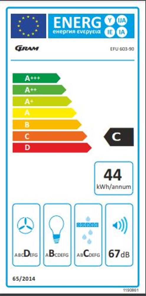 Gram Uttrekksventilator hvit for EFU 603-90  
