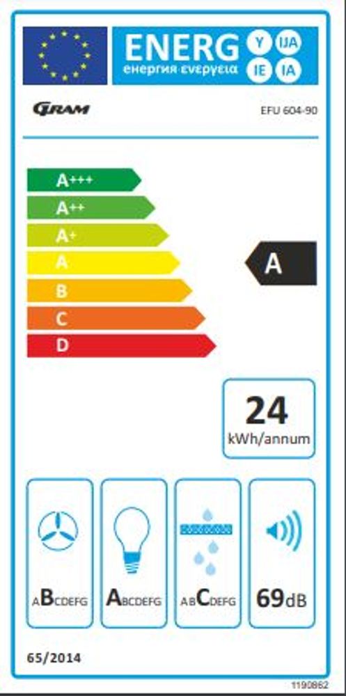 Gram Uttrekksventilator hvit 60 cm EFU 604-90