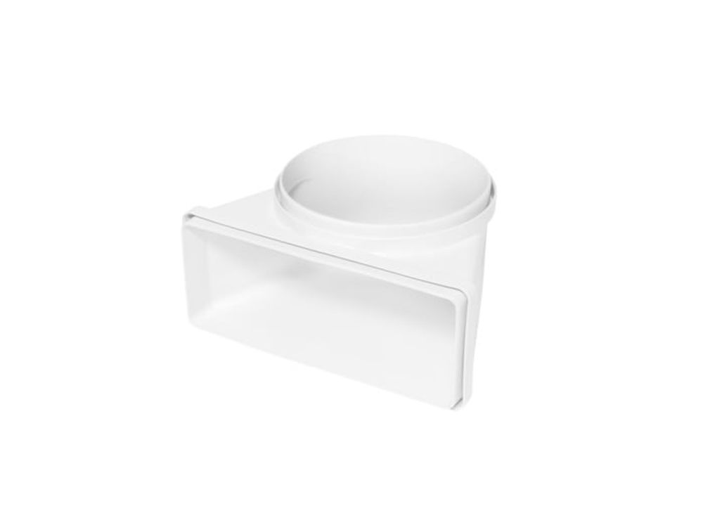 Electrolux rørdel vertikal 90 ° kurve fra rektangulær (220x90 mm) til rund (ø150 mm) M2CKCF03 