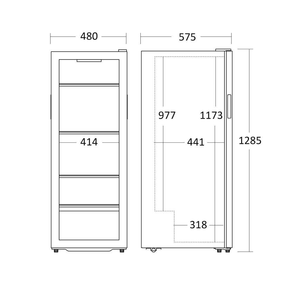 Scandomestic vinskap frittstående sort en zone 129 cm WC105BG