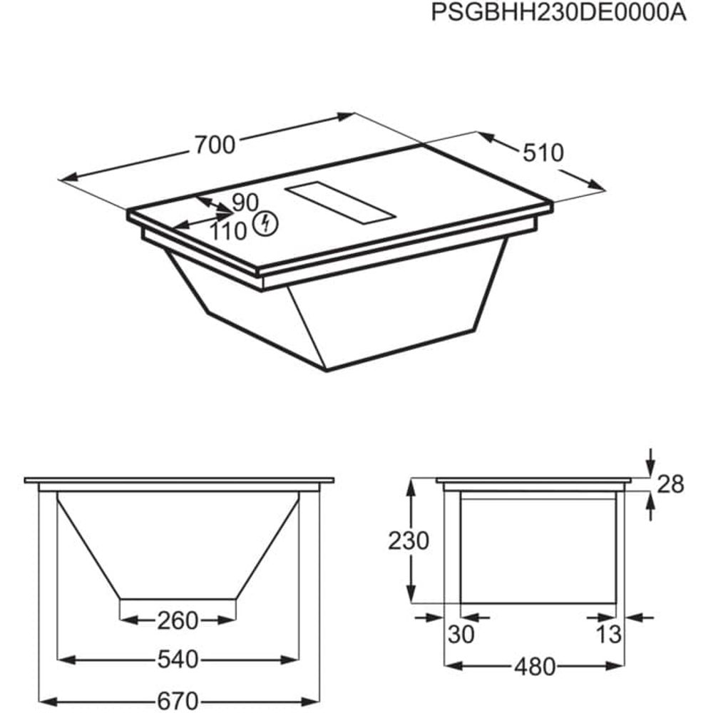 Aeg induksjonstopp med integrert ventilator 70 cm TCH74B01CB