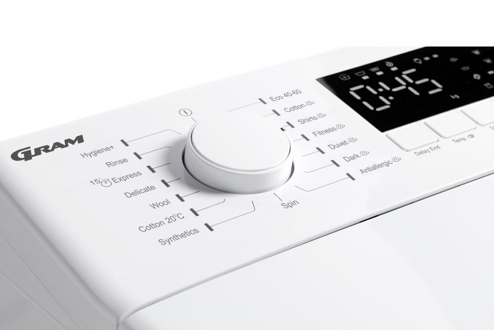 Gram toppbetjent vaskemaskin hvit 8kg WTL 21813-90