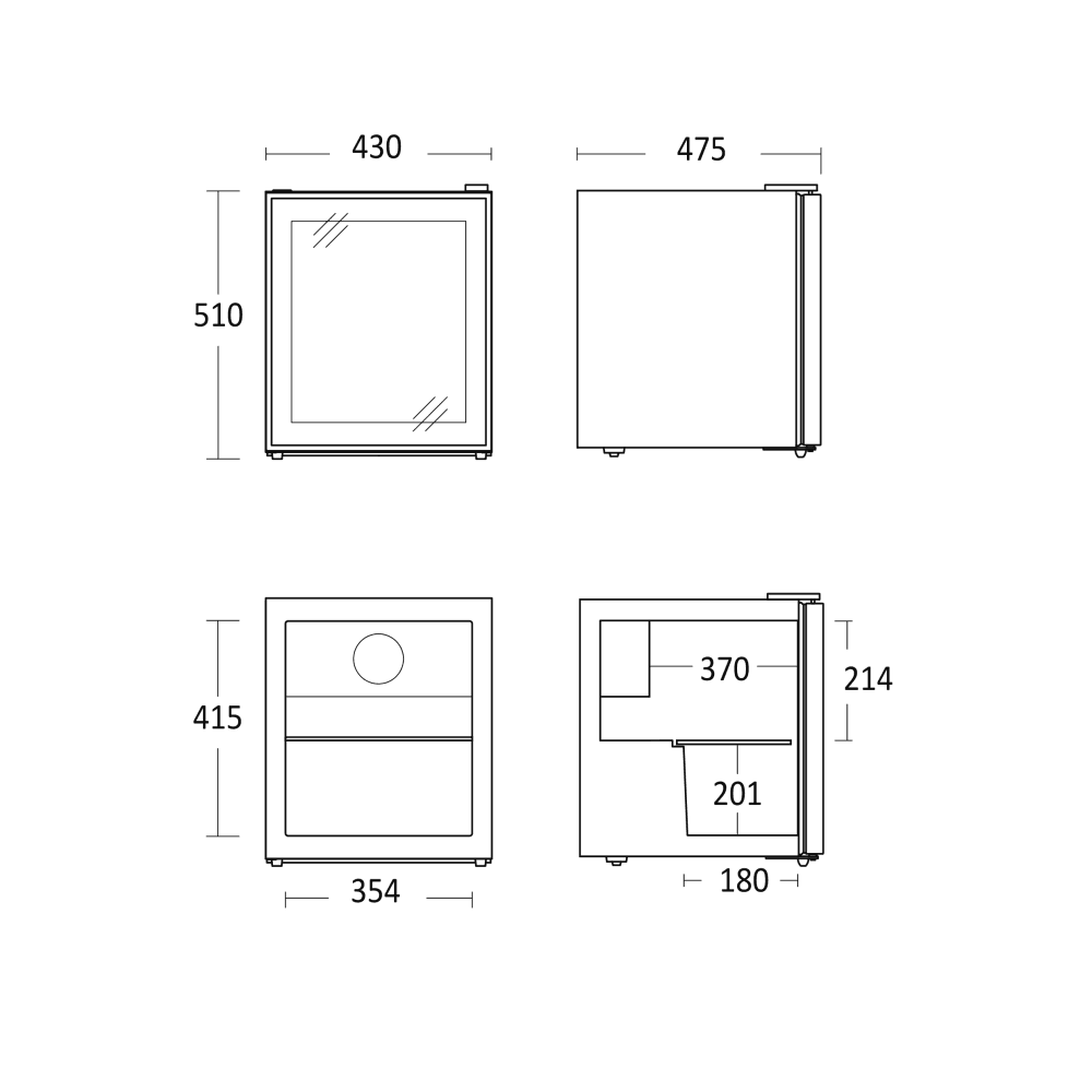 Scandomestic displaykjøleskap sort 43 cm DC48BB