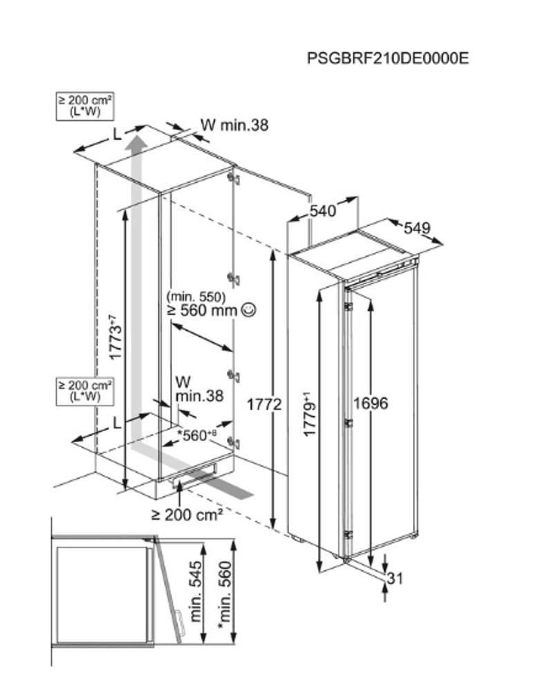 Electrolux integrert kjøleskap  177.2 cm ERD6DE18S1
