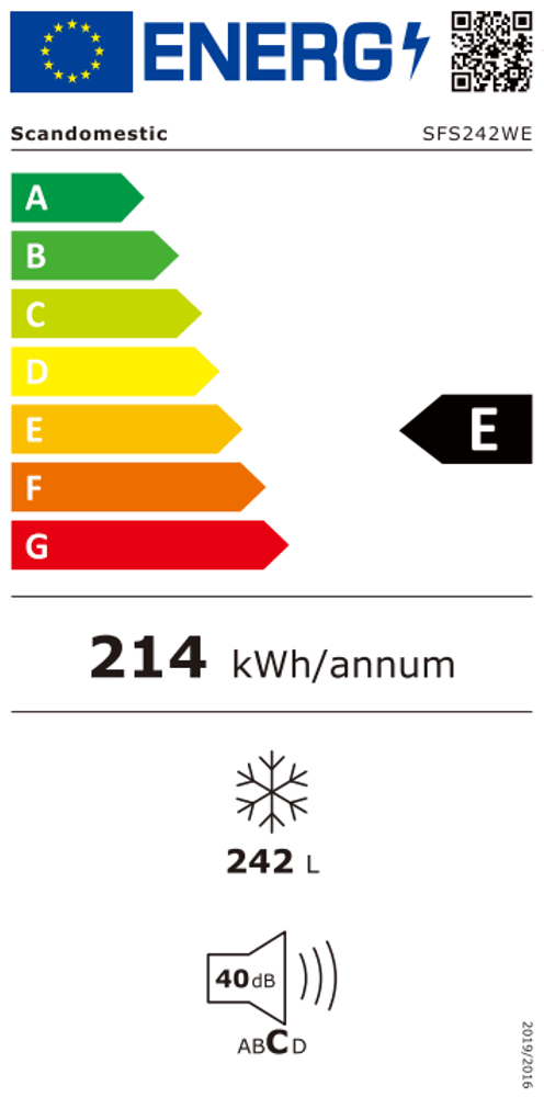 Scandomestic fryseskap hvit 171 cm SFS242WE 